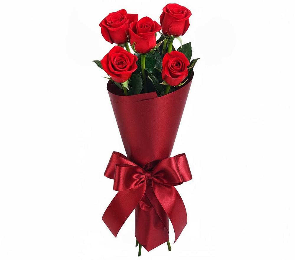 Букет 5 Красных роз Эдлесс Лав в Левашах