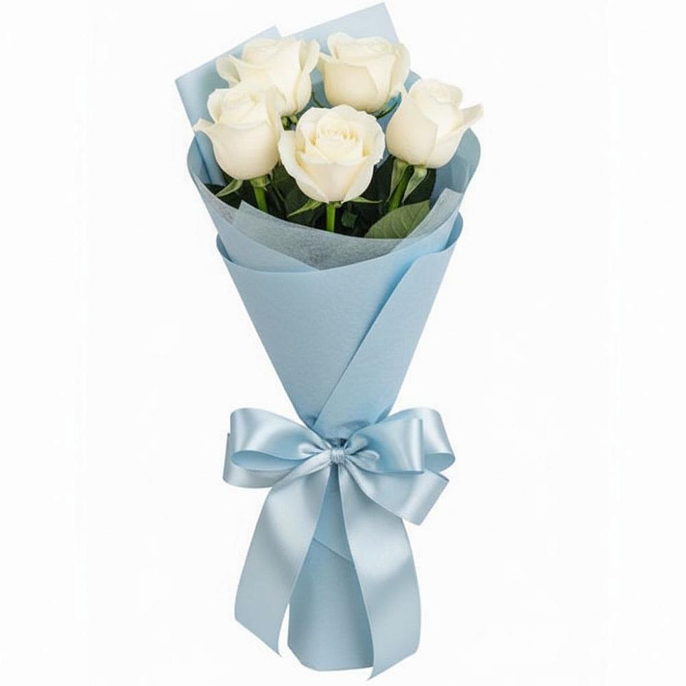 Букет 5 Белых роз Проуд в Левашах