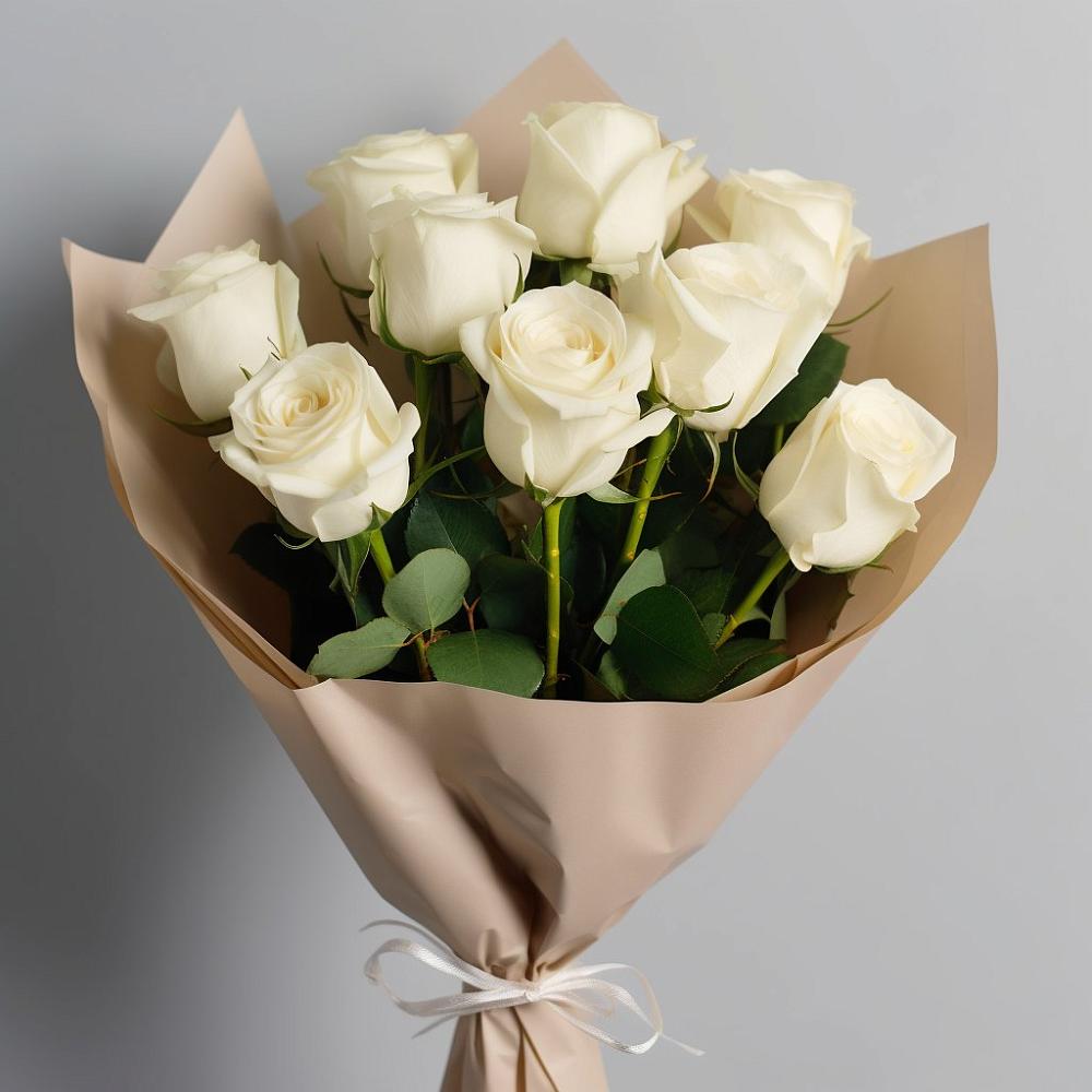 Букет 9 Белых роз Эдлесс Лав в Левашах