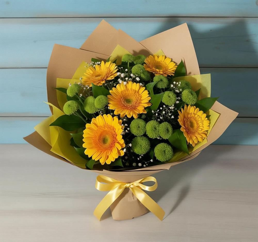 Букет цветов из: Герберы и Хризантемы в Левашах