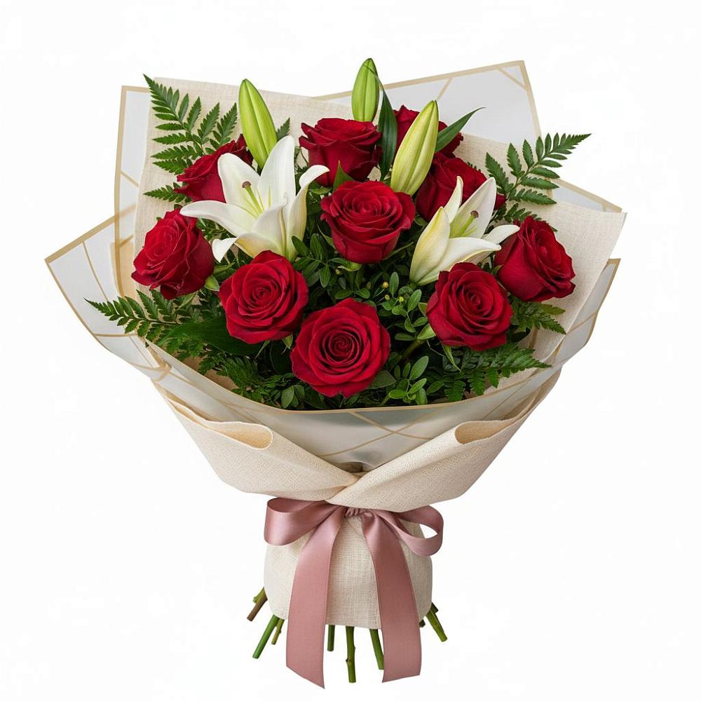 Букет цветов из: Лилии и Розы в Левашах