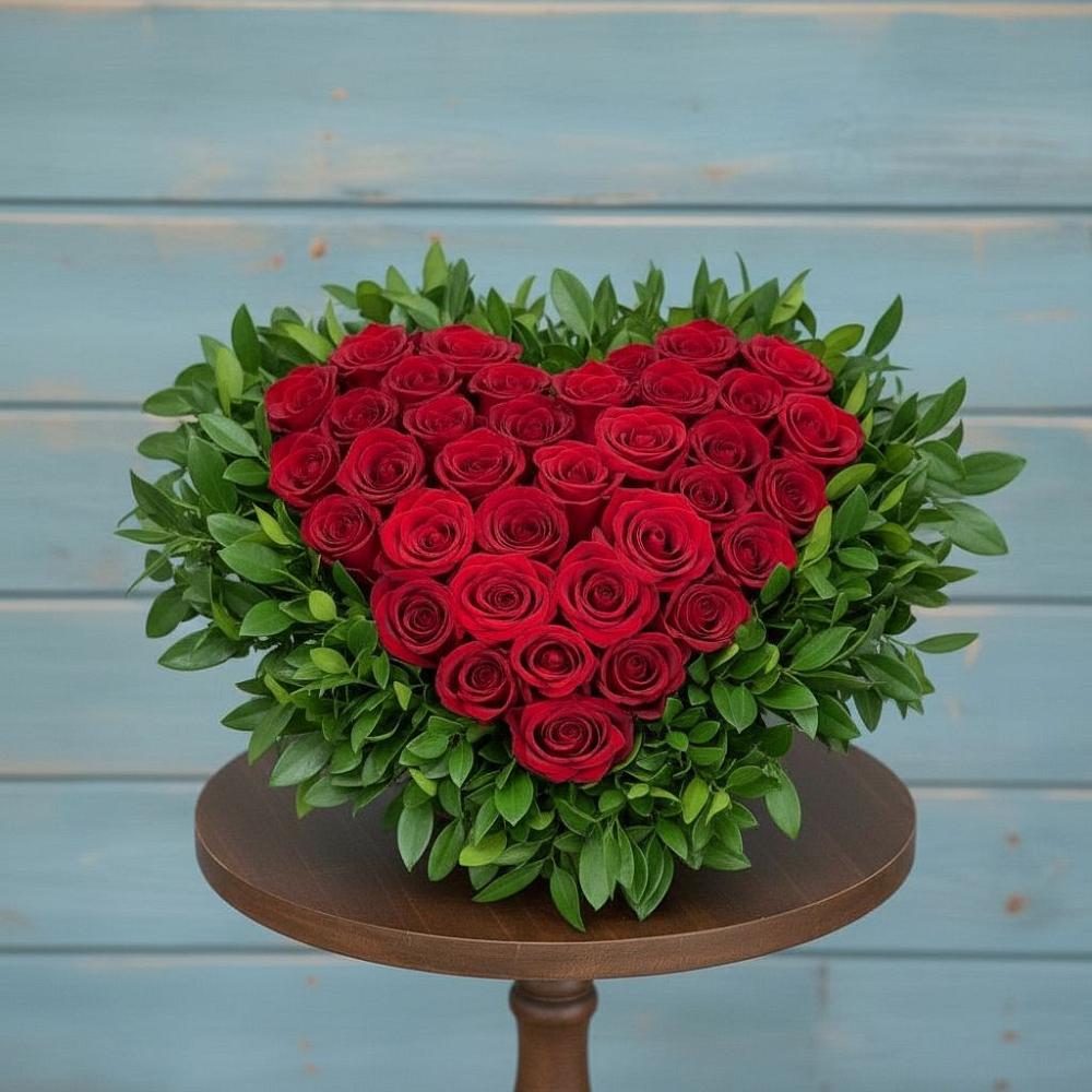 Цветочная композиция из Розы в виде сердца в Левашах