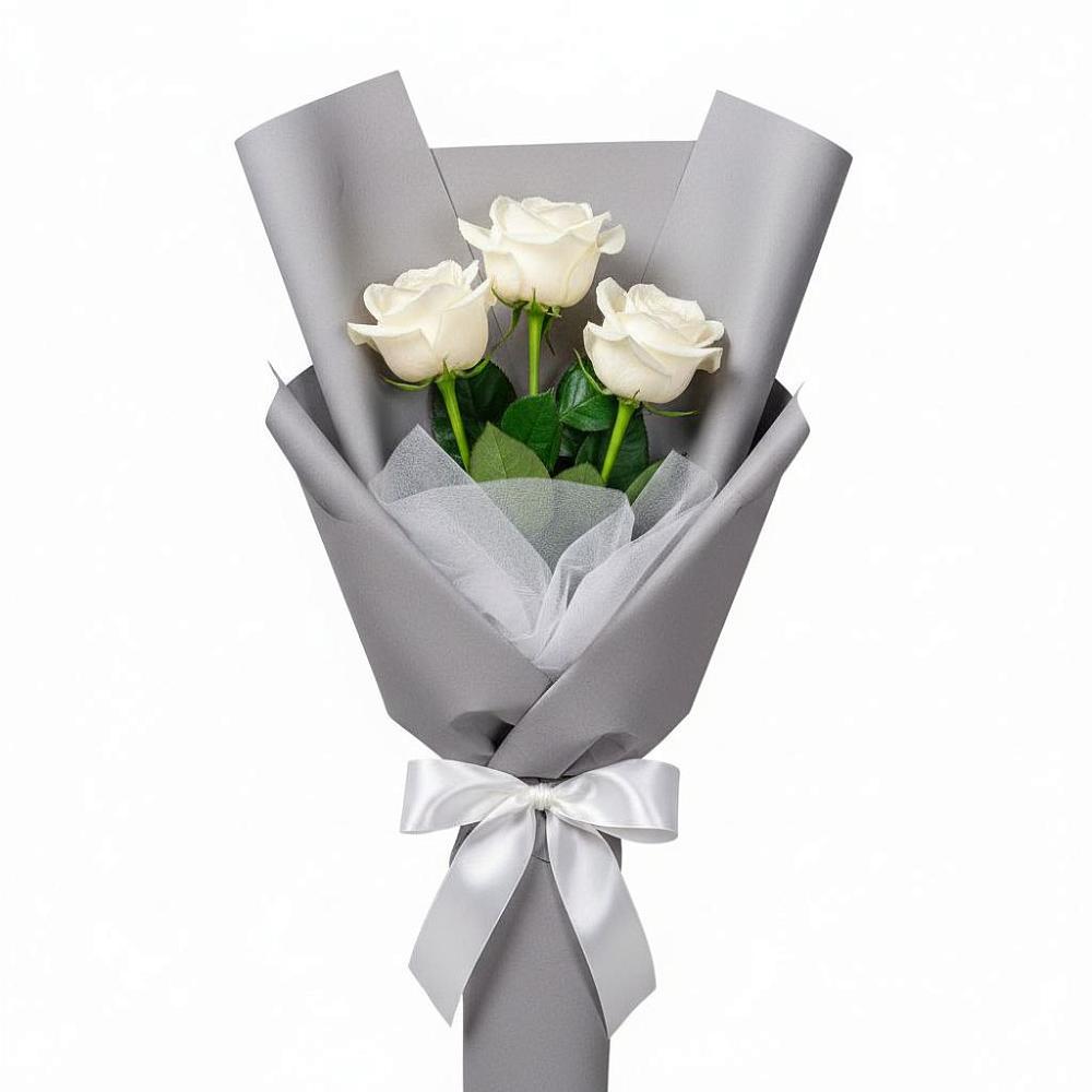 Букет 3 белые розы в Левашах