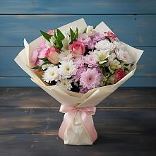 Букет цветов из:  Хризантемы, Альстромерии и Розы в Левашах