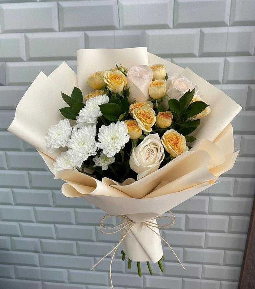 Букет цветов из: Розы и Хризантемы в Левашах