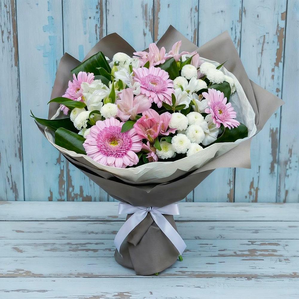 Букет цветов из: Герберы, Альстромерии и Хризантемы в Левашах