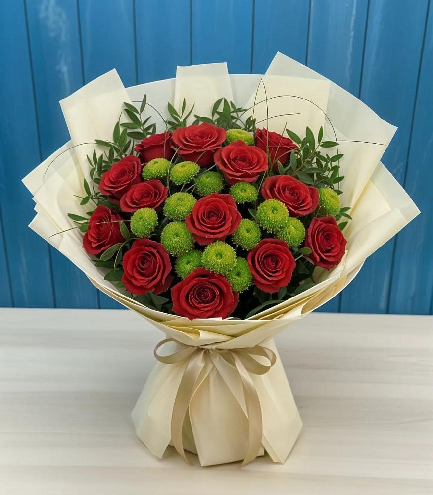 Букет цветов из: Розы и Хризантемы в Левашах